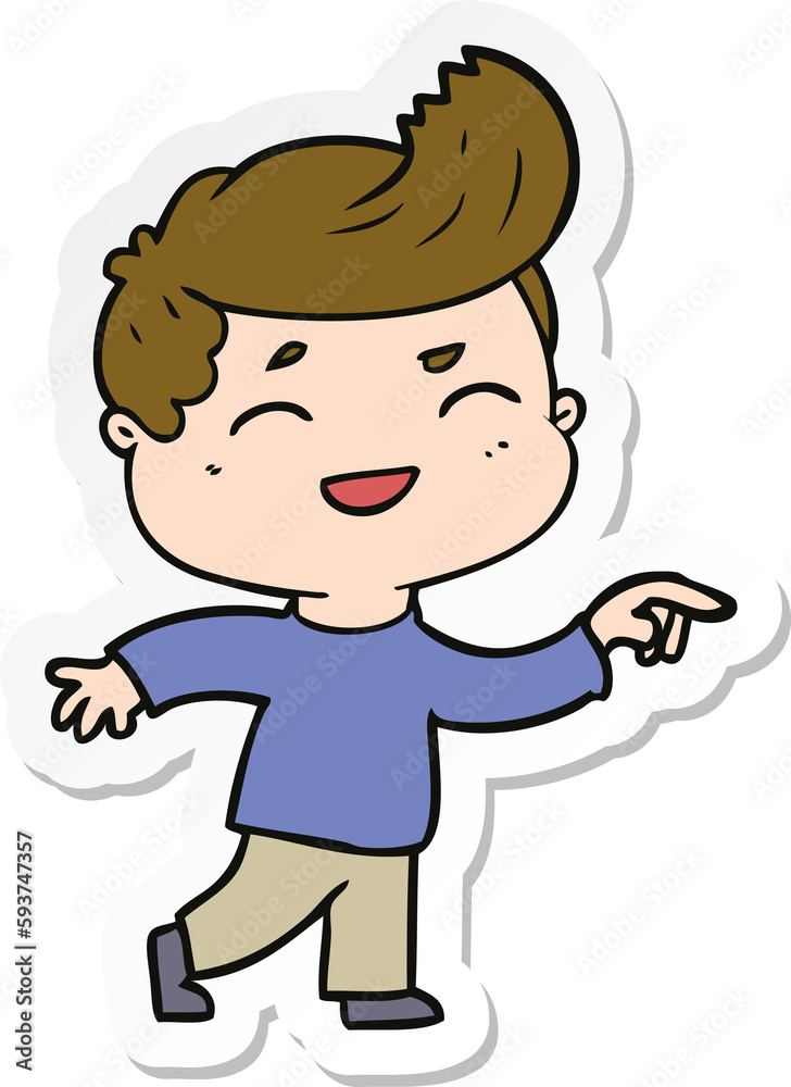sticker of a cartoon man laughing sticker of a cartoon man laughing