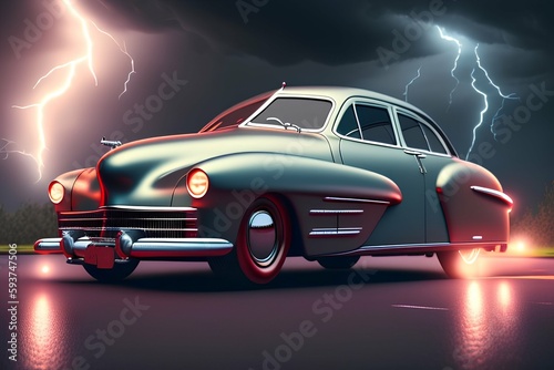 highly detailed, classic car, 1950s, art station, sharp focus, studio photo, intricate details - generative ai © unalcreative