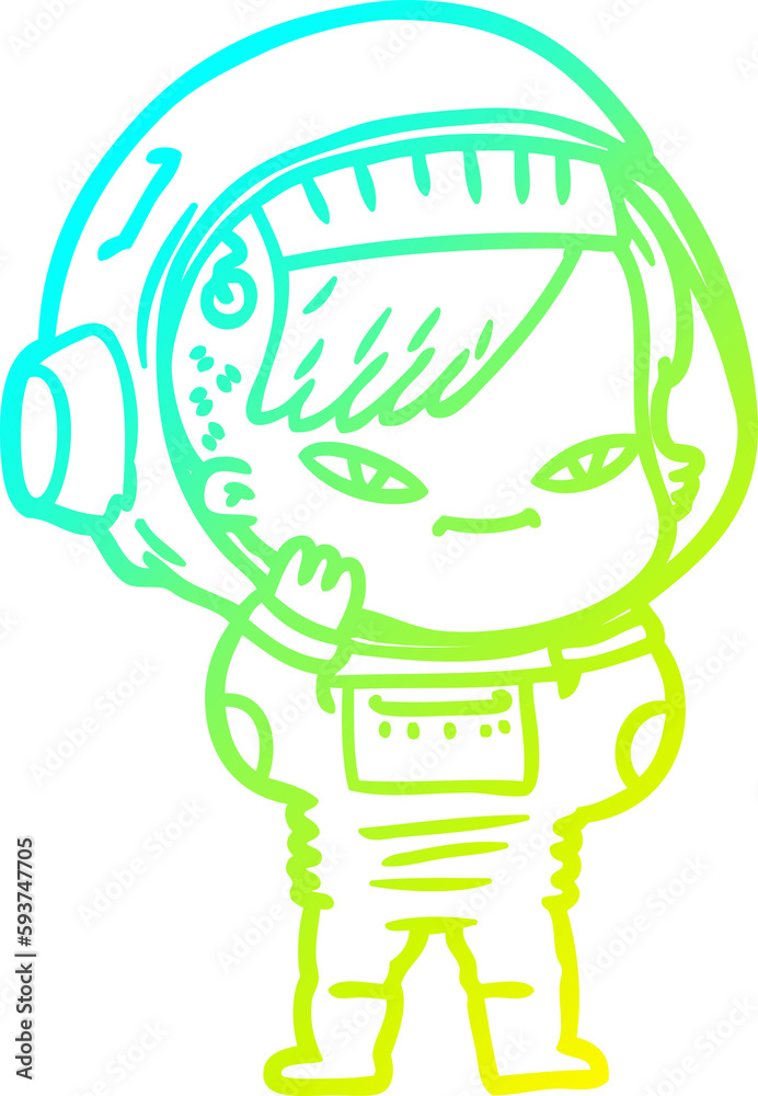 cold gradient line drawing cartoon astronaut woman cold gradient line drawing cartoon astronaut woman