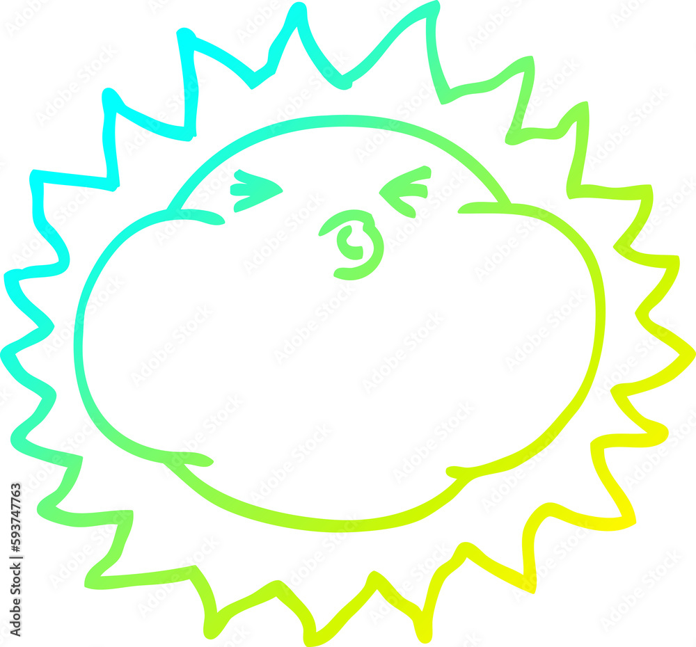 cold gradient line drawing cartoon shining sun cold gradient line drawing cartoon shining sun