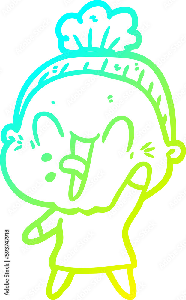 cold gradient line drawing cartoon happy old woman cold gradient line drawing cartoon happy old woman
