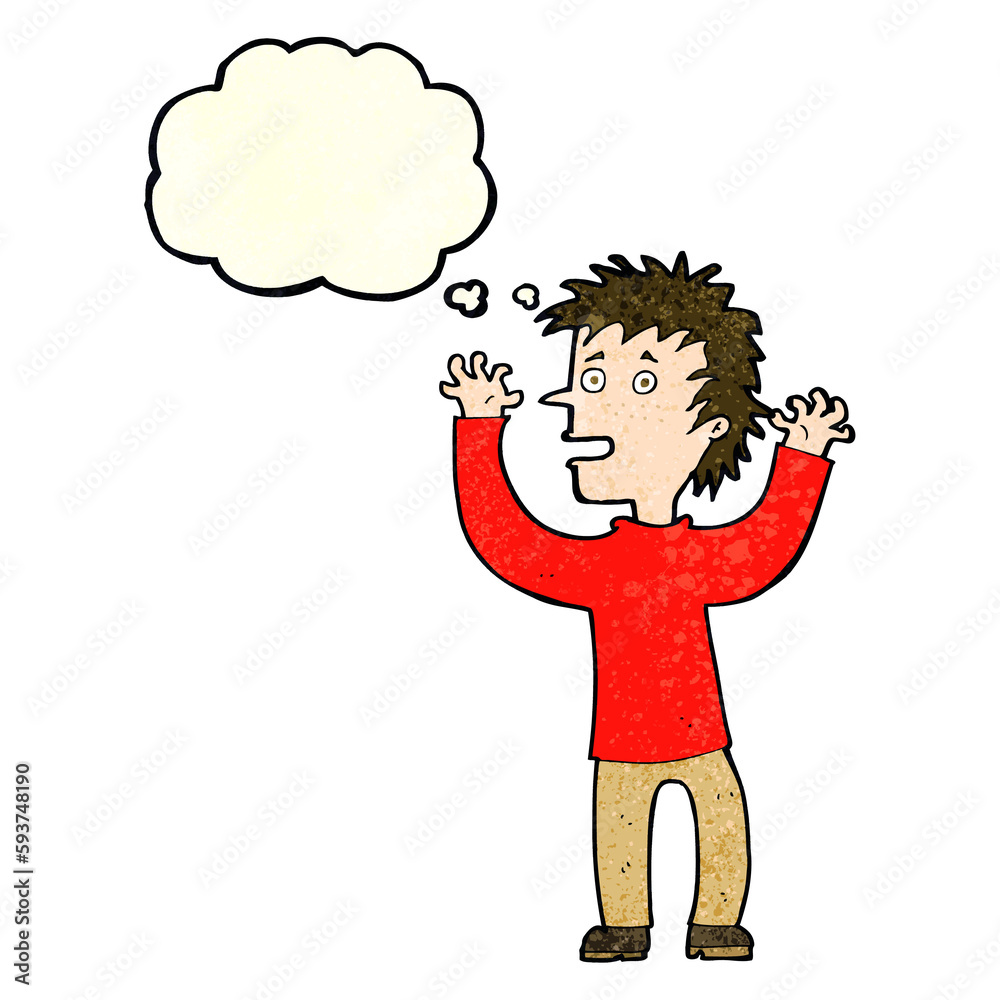 Fototapeta premium cartoon excited boy with thought bubble