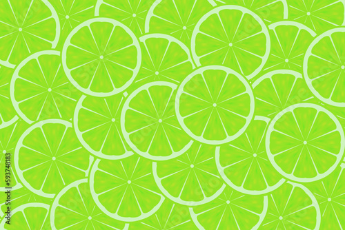 Citrus pattern, slices of lime. Fresh organic tropical fruit background. Vegetarian design full of vitamins, creative summer refreshing concept