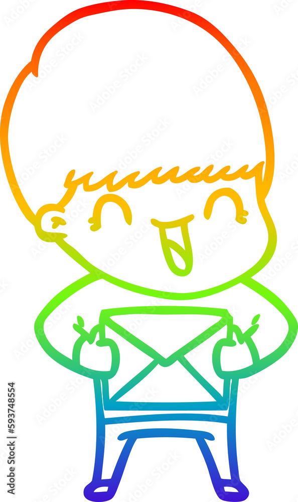 rainbow gradient line drawing happy cartoon boy rainbow gradient line drawing happy cartoon boy