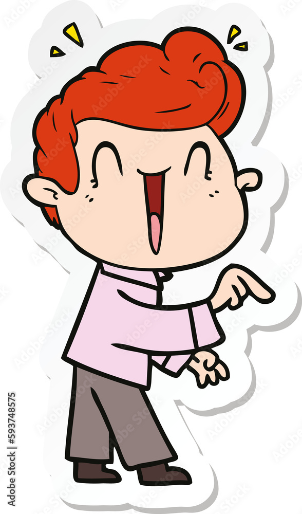sticker of a cartoon excited man sticker of a cartoon excited man