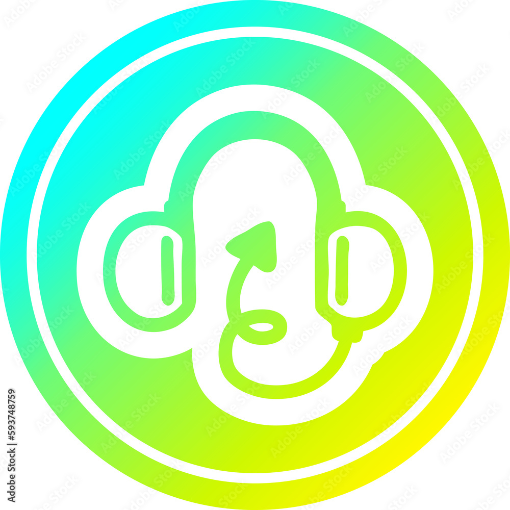 music headphones with devil tail circular in cold gradient spectrum music headphones with devil tail circular in cold gradient spectrum