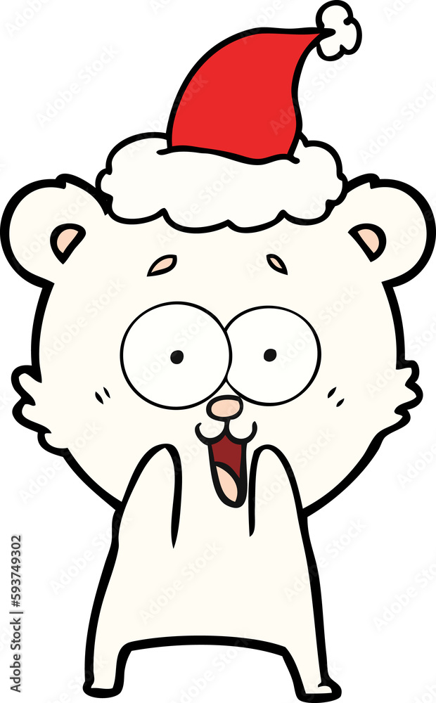excited teddy bear line drawing of a wearing santa hat excited teddy bear line drawing of a wearing santa hat
