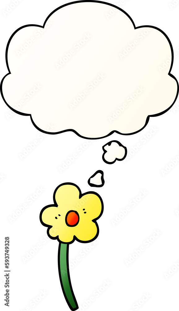 cartoon flower and thought bubble in smooth gradient style cartoon flower and thought bubble in smooth gradient style