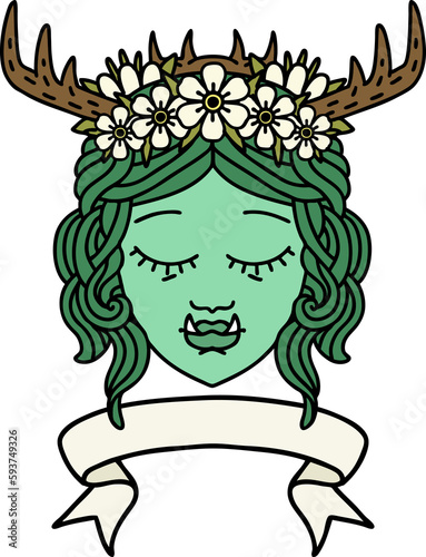 orc druid character face with banner illustration