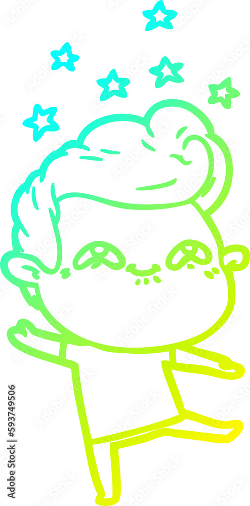 cold gradient line drawing cartoon excited man cold gradient line drawing cartoon excited man