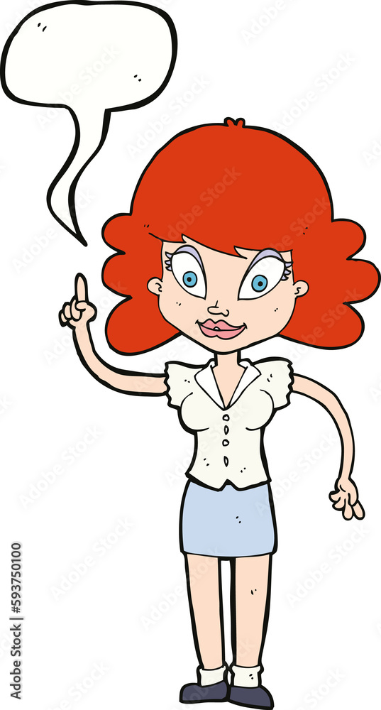 cartoon happy woman with idea with speech bubble cartoon happy woman with idea with speech bubble