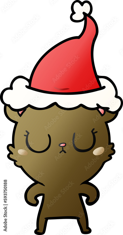 peaceful gradient cartoon of a bear wearing santa hat peaceful gradient cartoon of a bear wearing santa hat