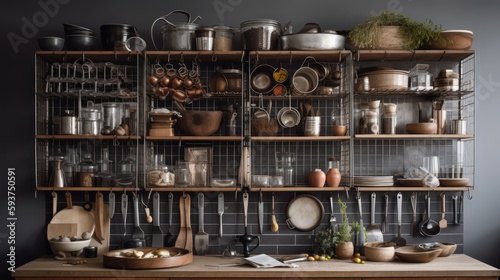 Carefully Arranged Knolling of Various Kitchen Supplies