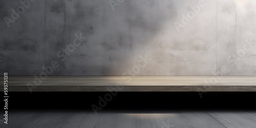 Concrete wall and floor background for product display or mock up  three dimensional showroom. Background. Mockup. Generative AI. Abstract white interior of an empty room with concrete walls