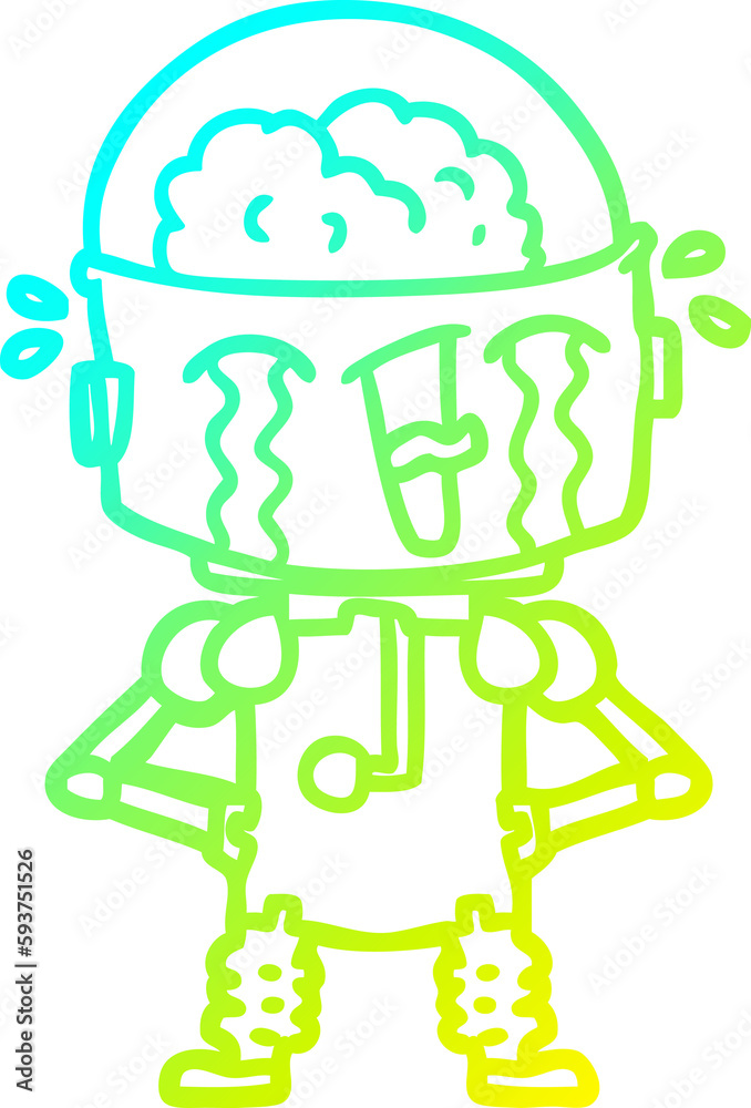 cold gradient line drawing cartoon crying robot cold gradient line drawing cartoon crying robot