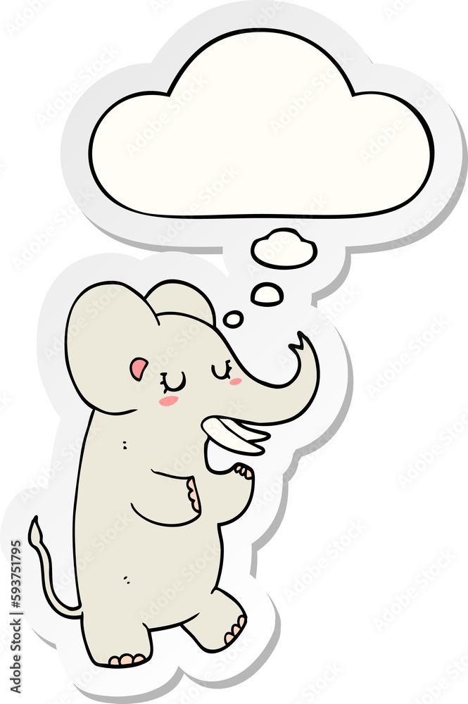 cartoon elephant and thought bubble as a printed sticker cartoon elephant and thought bubble as a printed sticker