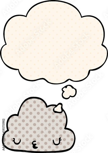 Fototapeta Naklejka Na Ścianę i Meble -  cute cartoon cloud and thought bubble in comic book style