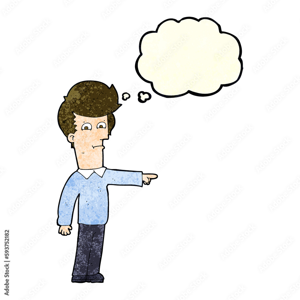 cartoon man pointing with thought bubble cartoon man pointing with thought bubble