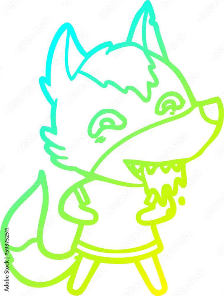 cold gradient line drawing cartoon hungry wolf cold gradient line drawing cartoon hungry wolf