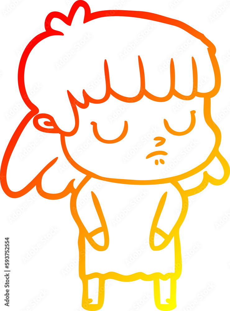 warm gradient line drawing cartoon indifferent woman warm gradient line drawing cartoon indifferent woman