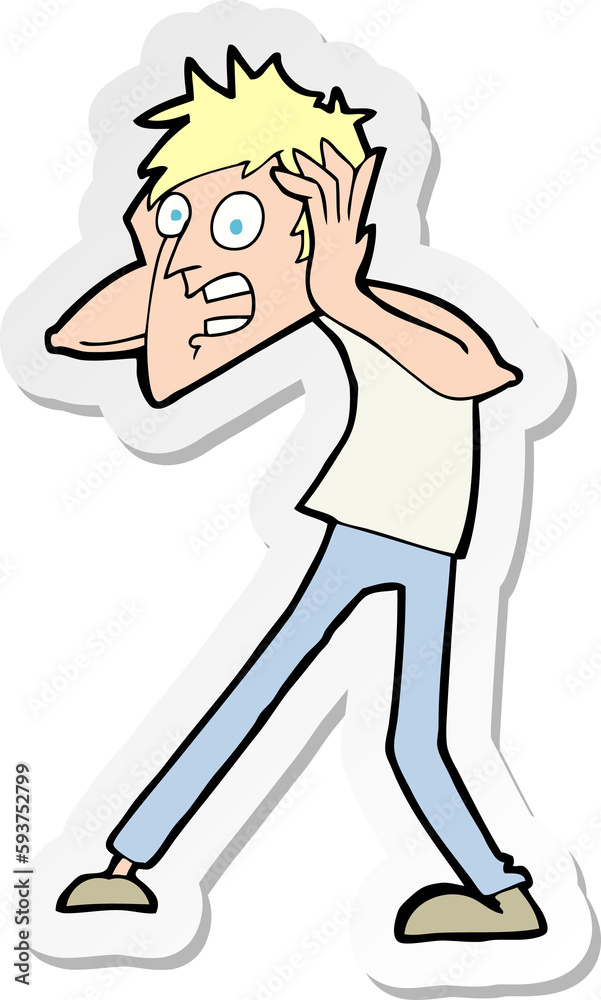 sticker of a cartoon man panicking sticker of a cartoon man panicking