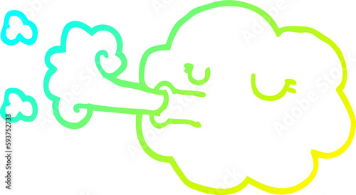 Fotografia, Obraz cold gradient line drawing cartoon cloud blowing a gale