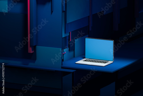 Technological abstract background with a laptop
