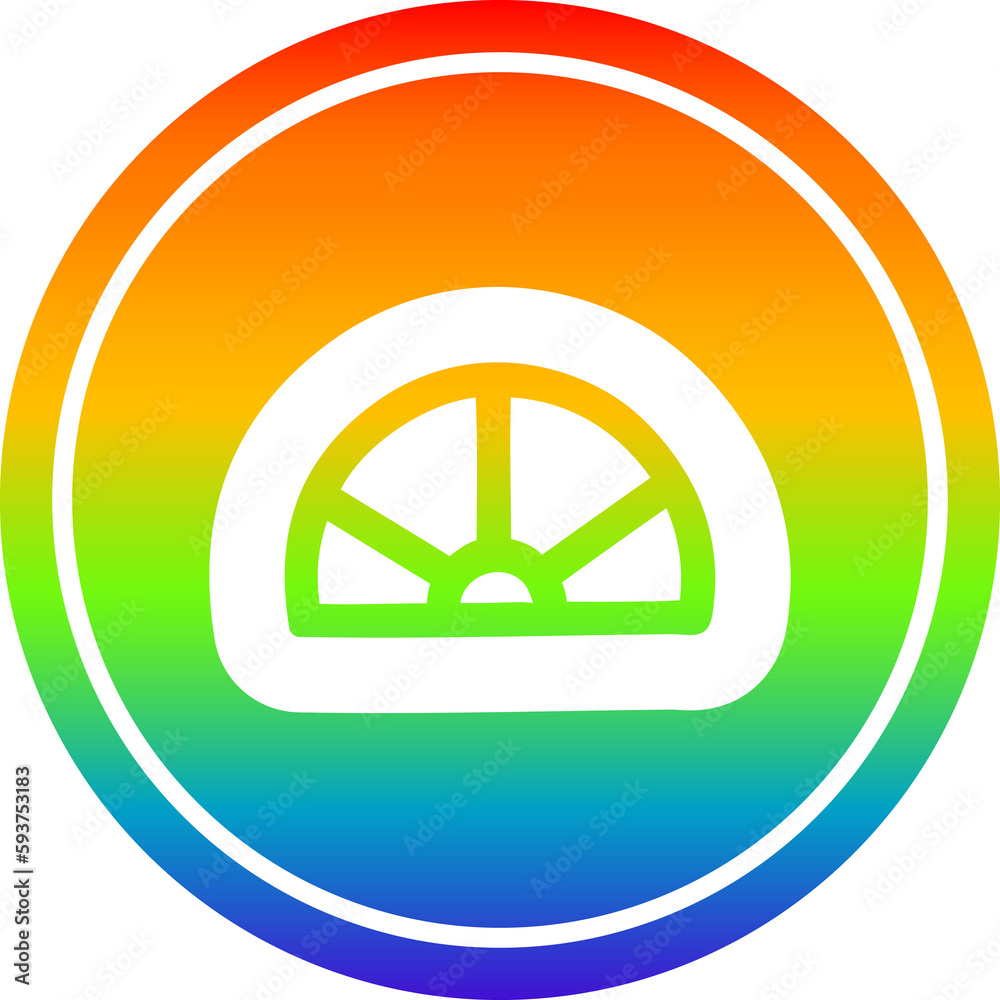 protractor math equipment circular in rainbow spectrum