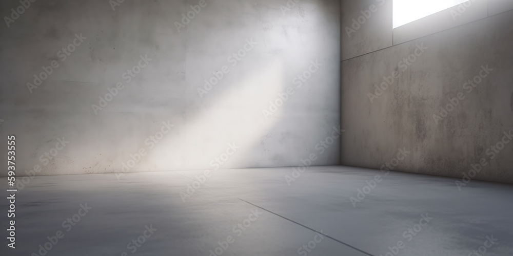 Concrete wall and floor background for product display or mock up, three dimensional showroom. Background. Mockup. Generative AI. Abstract white interior of an empty room with concrete walls Concrete wall and floor background for product display or mock up, three dimensional showroom. Background. Mockup. Generative AI. Abstract white interior of an empty room with concrete walls