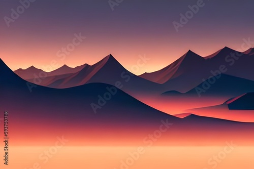 Abstract landscape poster mid century mountain background