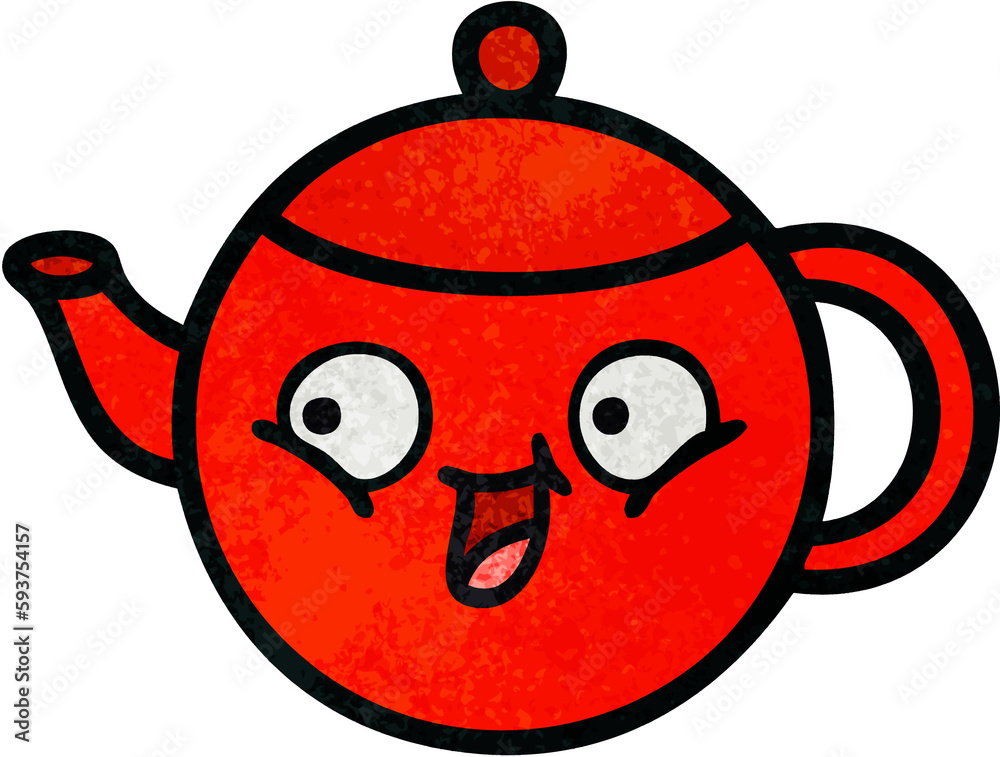 retro grunge texture cartoon teapot retro grunge texture cartoon teapot