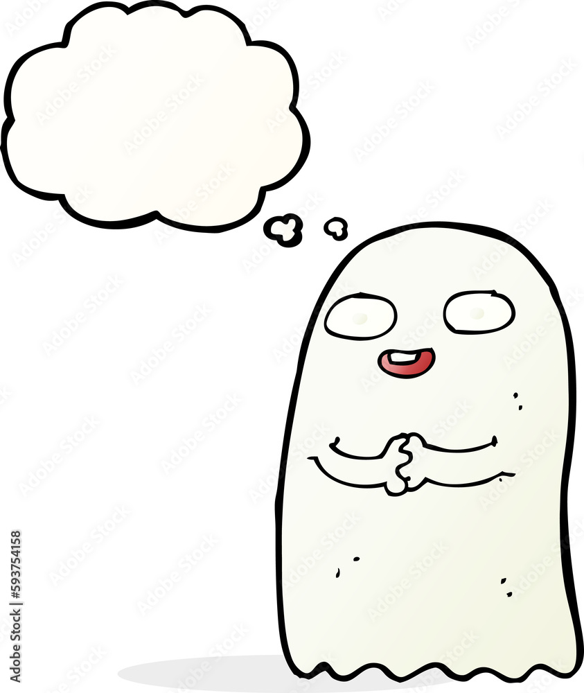 Obraz premium funny cartoon ghost with thought bubble