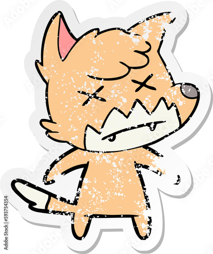 Fototapeta Naklejka Na Ścianę i Meble -  distressed sticker of a cartoon dead fox