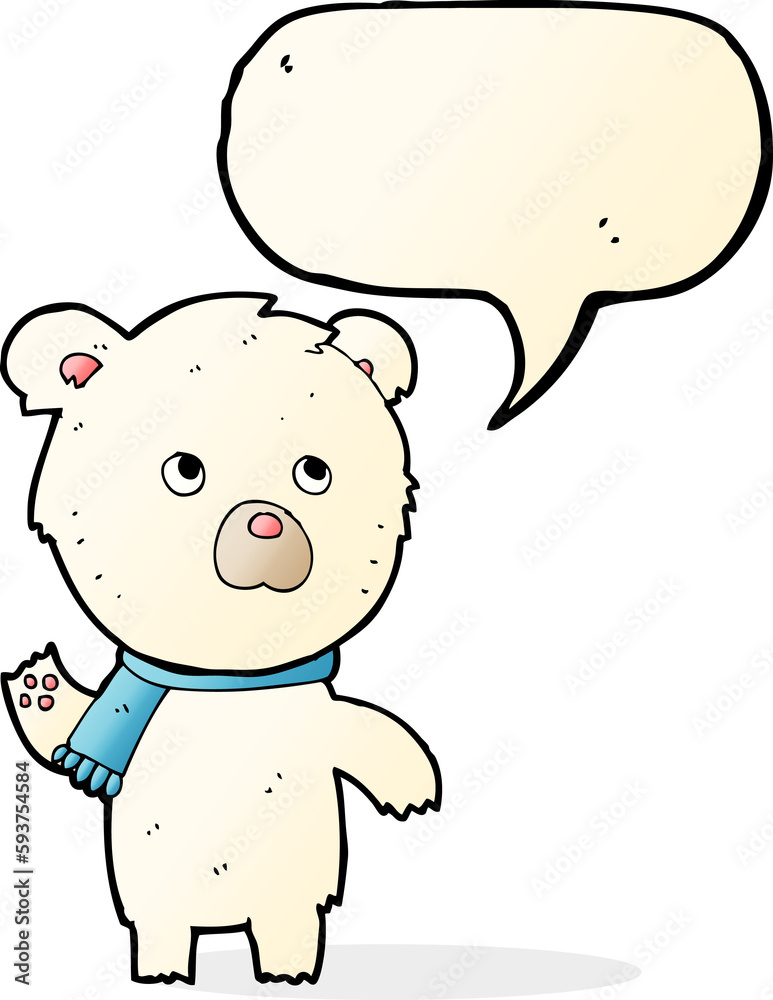 cartoon cute polar bear with speech bubble cartoon cute polar bear with speech bubble
