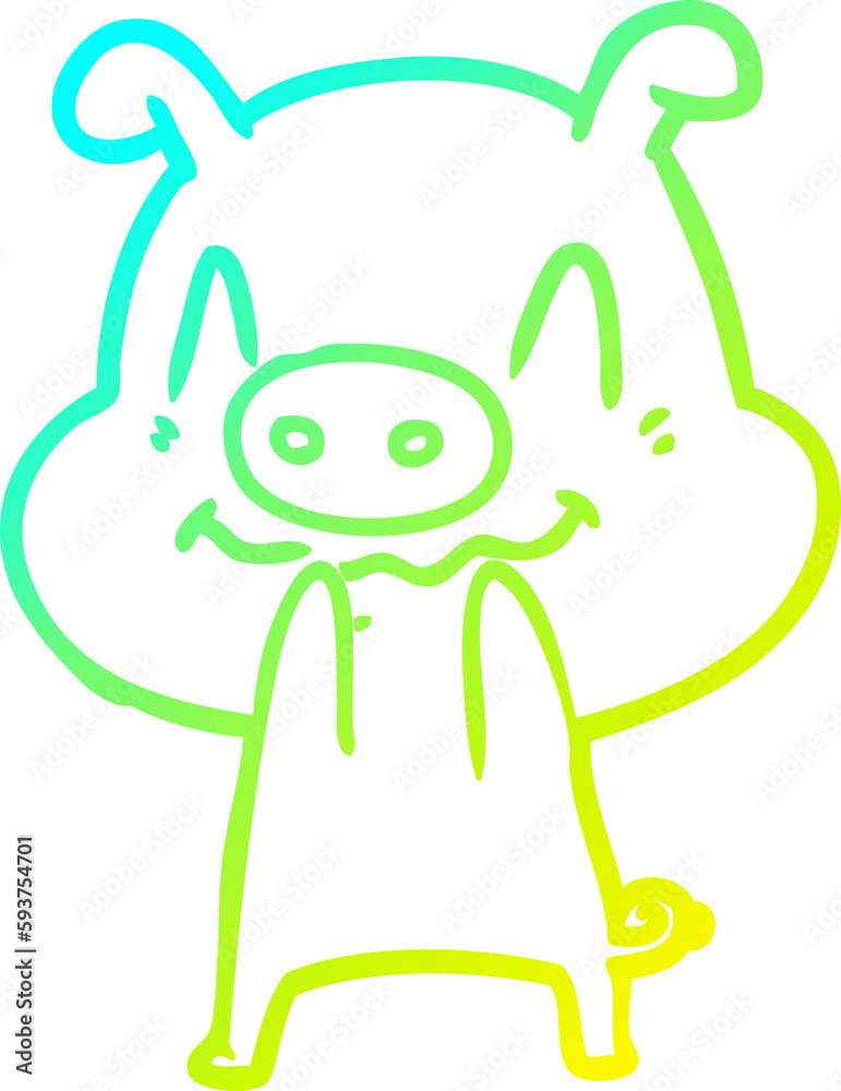 cold gradient line drawing nervous cartoon pig cold gradient line drawing nervous cartoon pig
