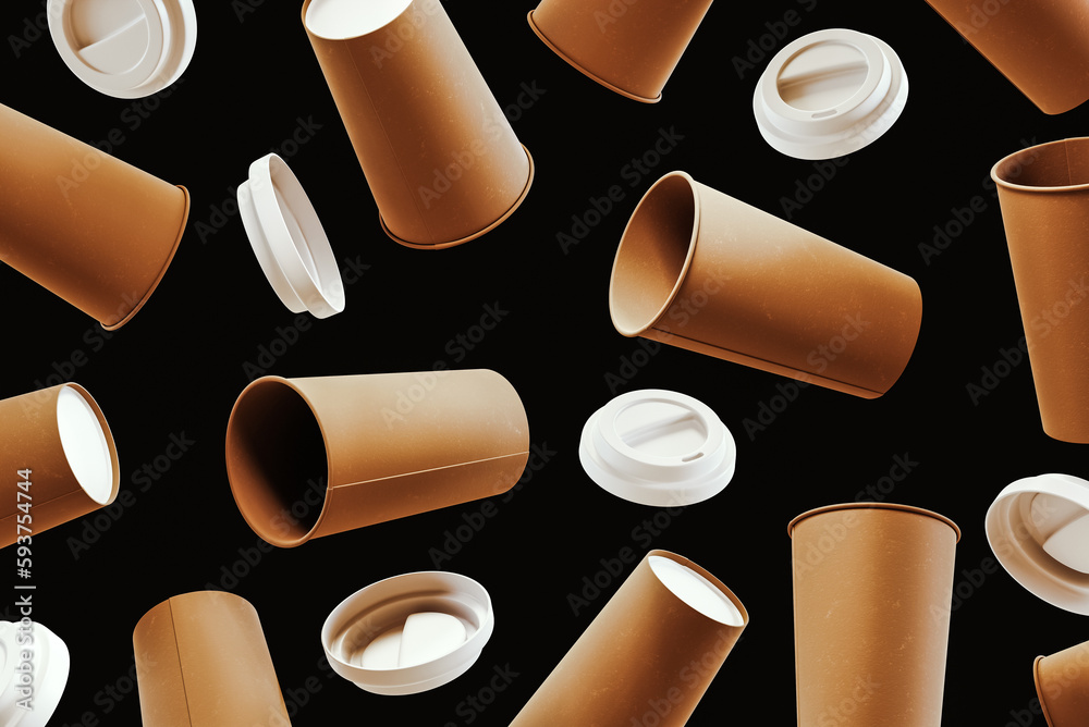 Eco, disposable paper cups background Stock Photo | Adobe Stock