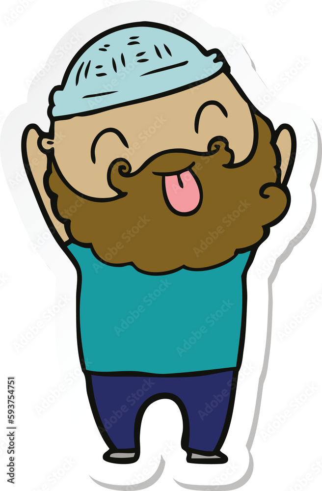 sticker of a man with beard sticking out tongue sticker of a man with beard sticking out tongue