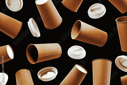 Eco, disposable paper cups background photo