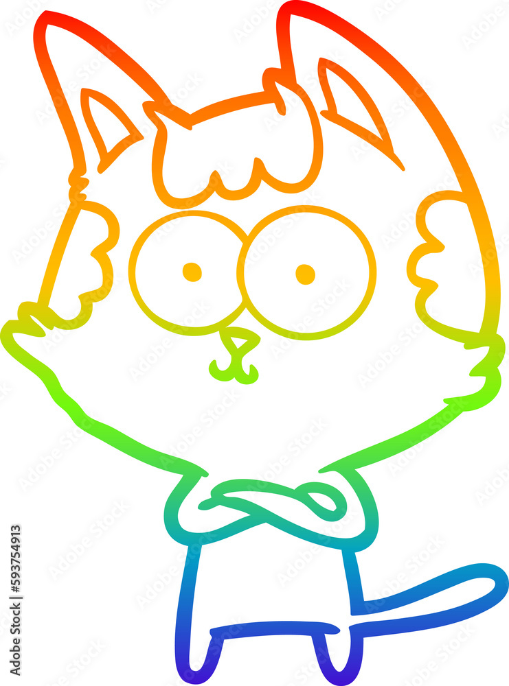 rainbow gradient line drawing happy cartoon cat rainbow gradient line drawing happy cartoon cat