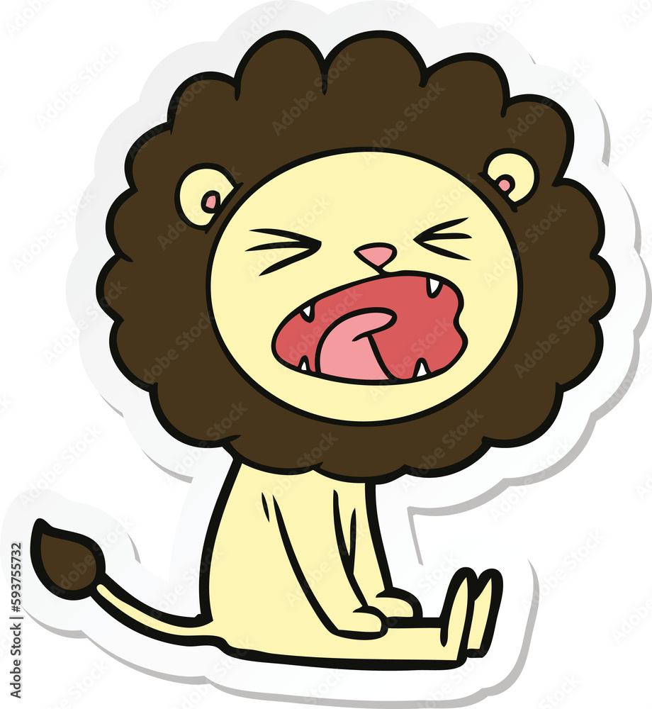 sticker of a cartoon angry lion sticker of a cartoon angry lion