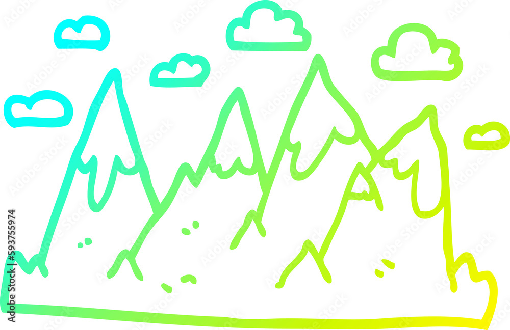 cold gradient line drawing cartoon mountain range cold gradient line drawing cartoon mountain range