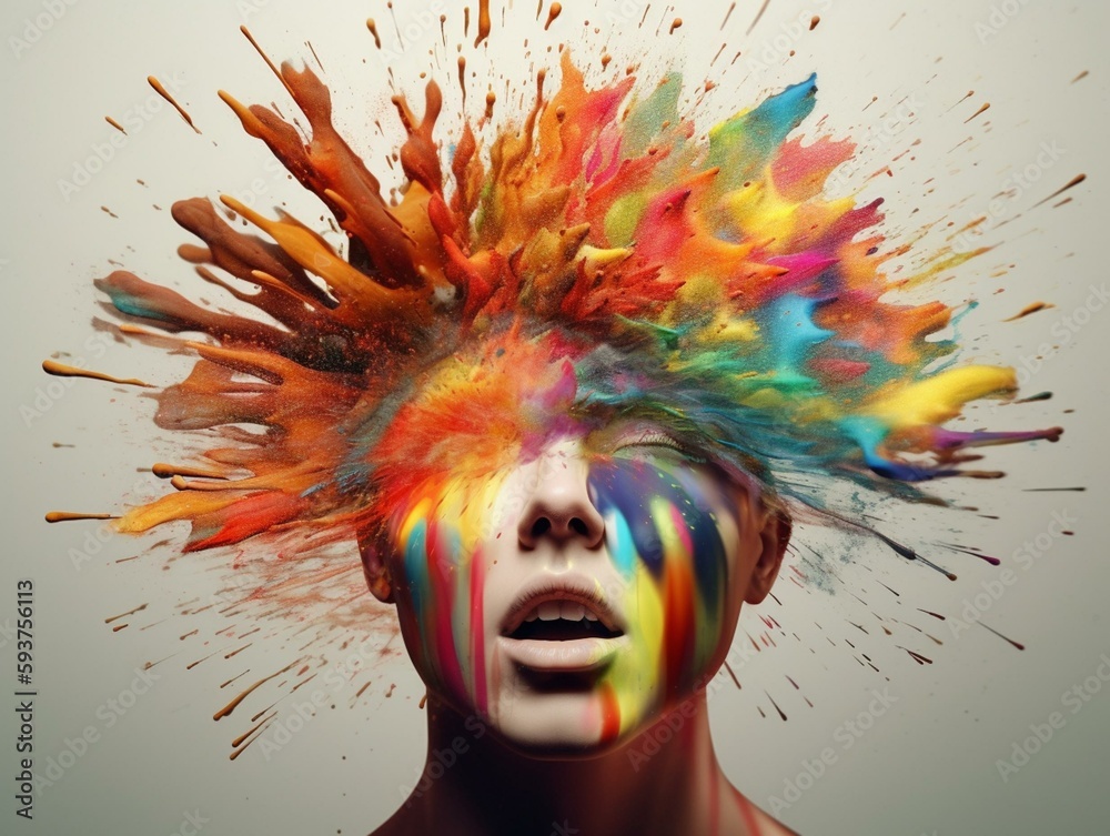 Exploding Mind, colorful 3D art