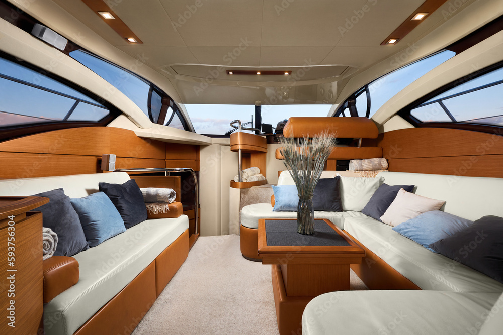 Obraz premium Photograph of the interior of the yacht