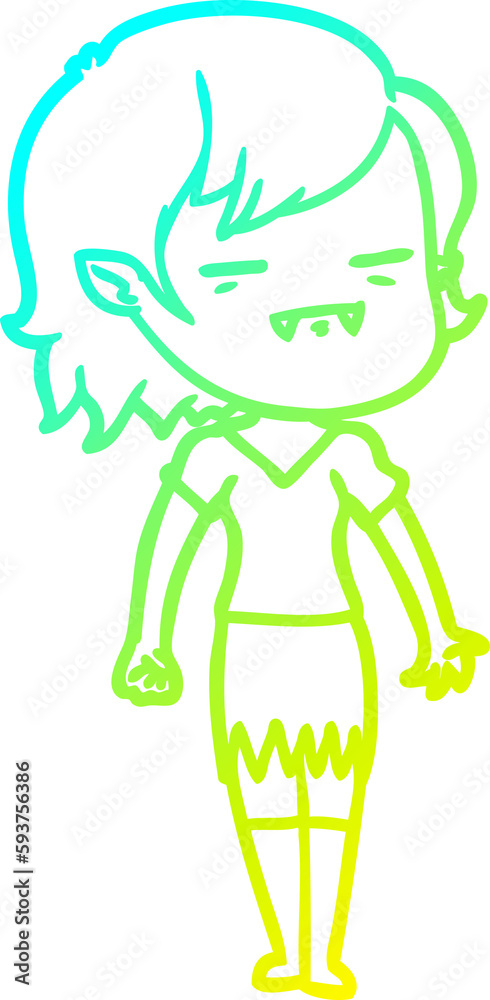 cold gradient line drawing cartoon undead vampire girl cold gradient line drawing cartoon undead vampire girl