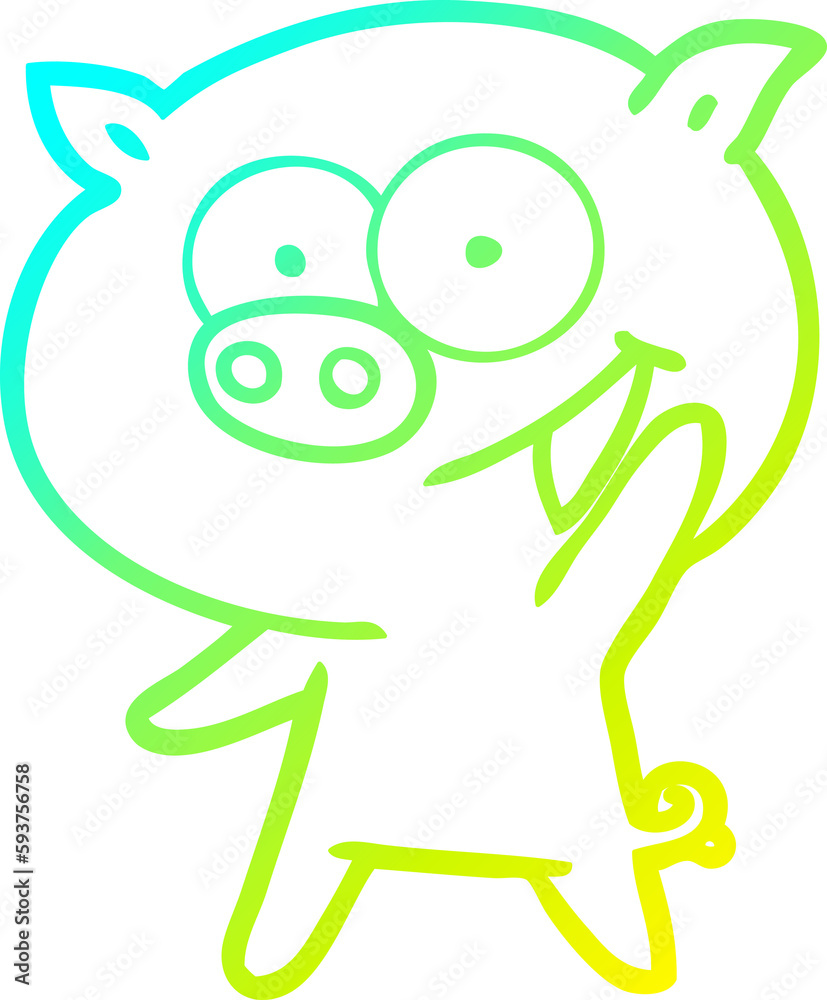 cold gradient line drawing cheerful pig cartoon cold gradient line drawing cheerful pig cartoon