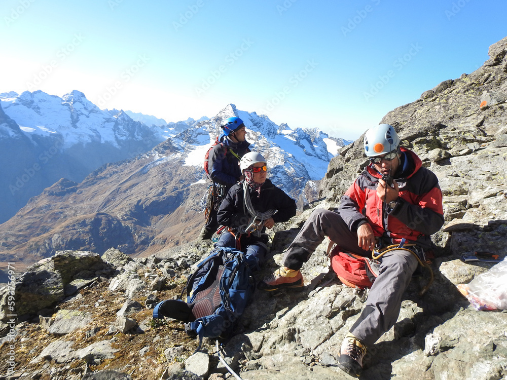 Fototapeta premium alpinism in the snowy mountains