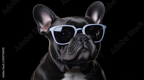 French bulldog with glasses Generative AI © Krtola 