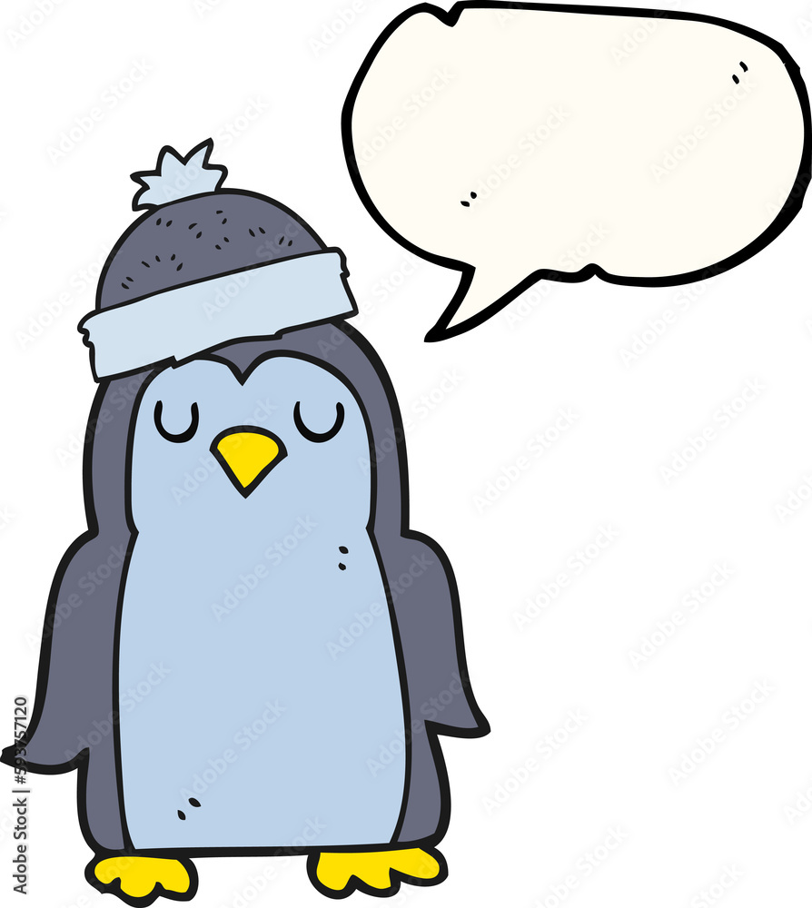 Fototapeta premium speech bubble cartoon penguin