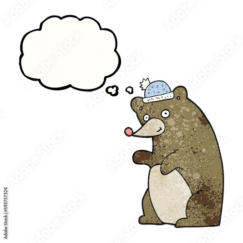 thought bubble textured cartoon bear