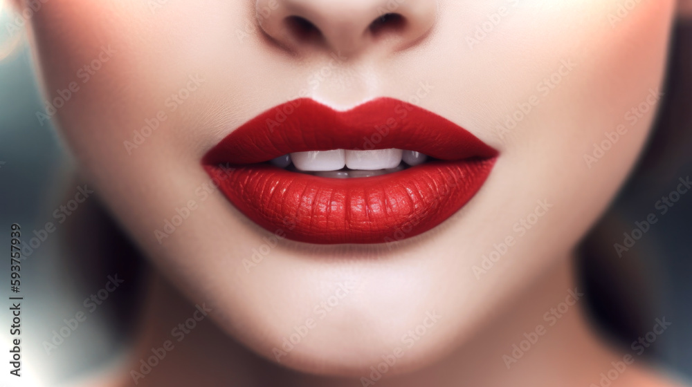 Close up lips of woman. Generative AI Close up lips of woman. Generative AI
